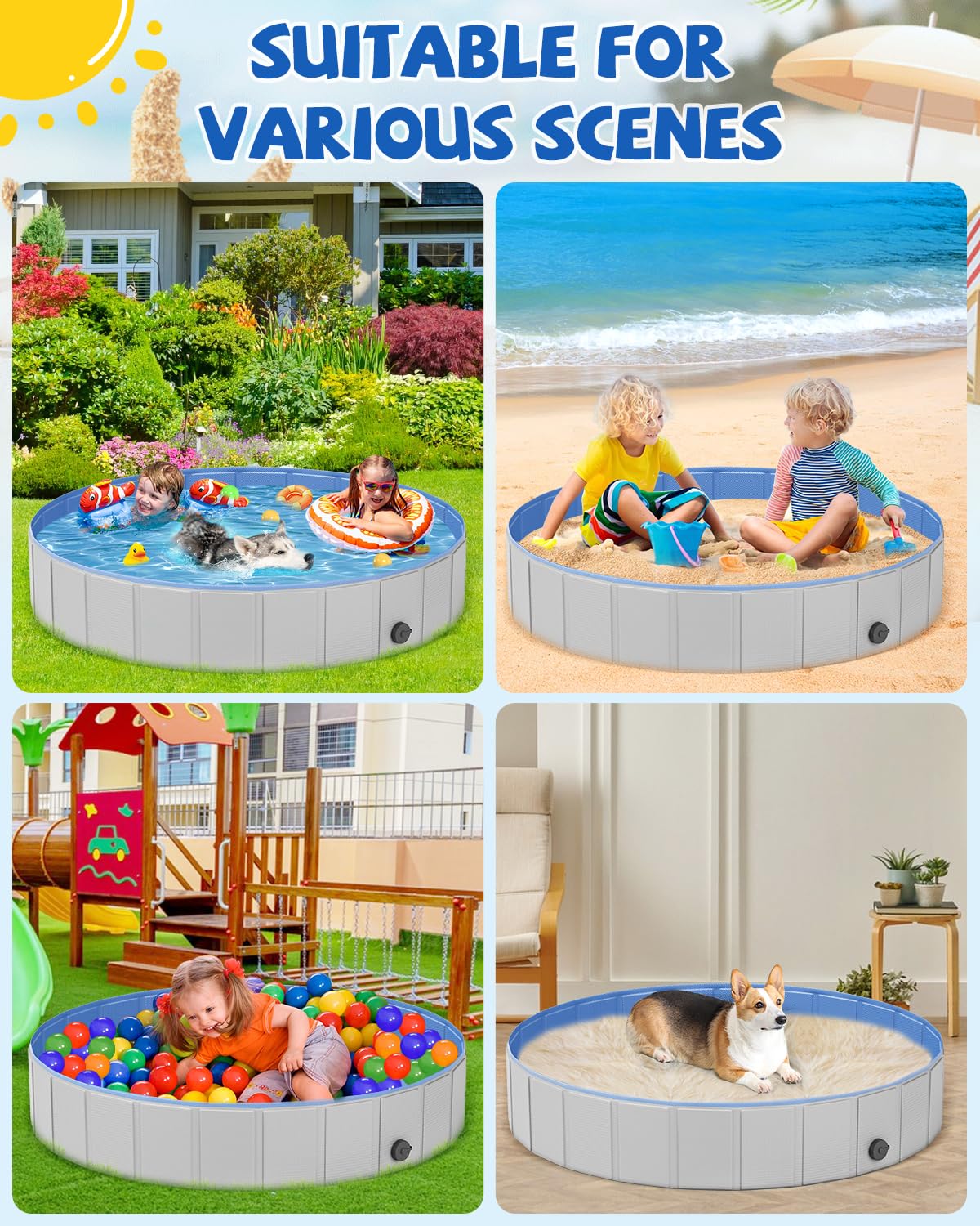 YSJILIDE foldable dog tub compact for storage and travel.