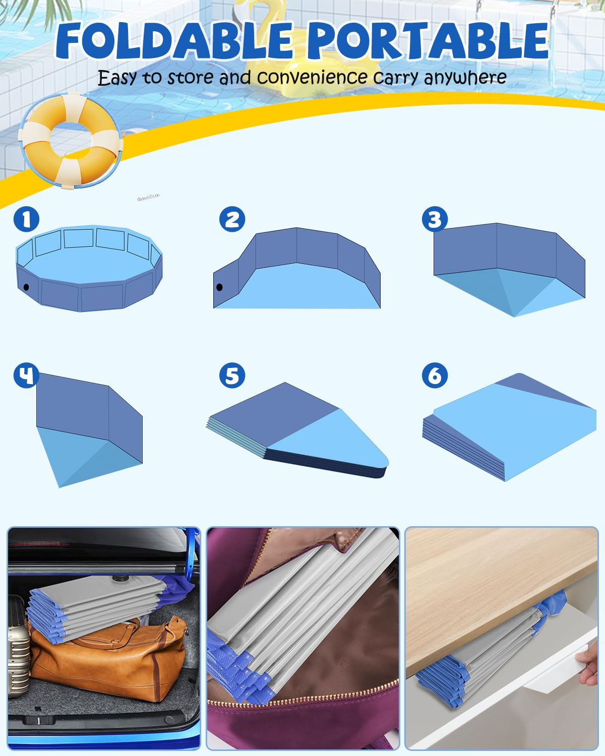 YSJILIDE heavy duty PVC pool withstands playful paws during outdoor bath sessions.