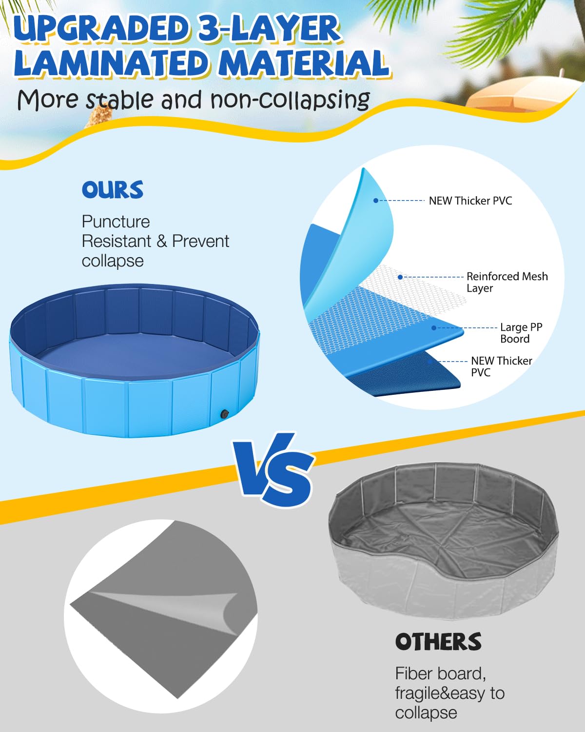 YSJILIDE heavy-duty PVC three-layer pool offers lasting durability