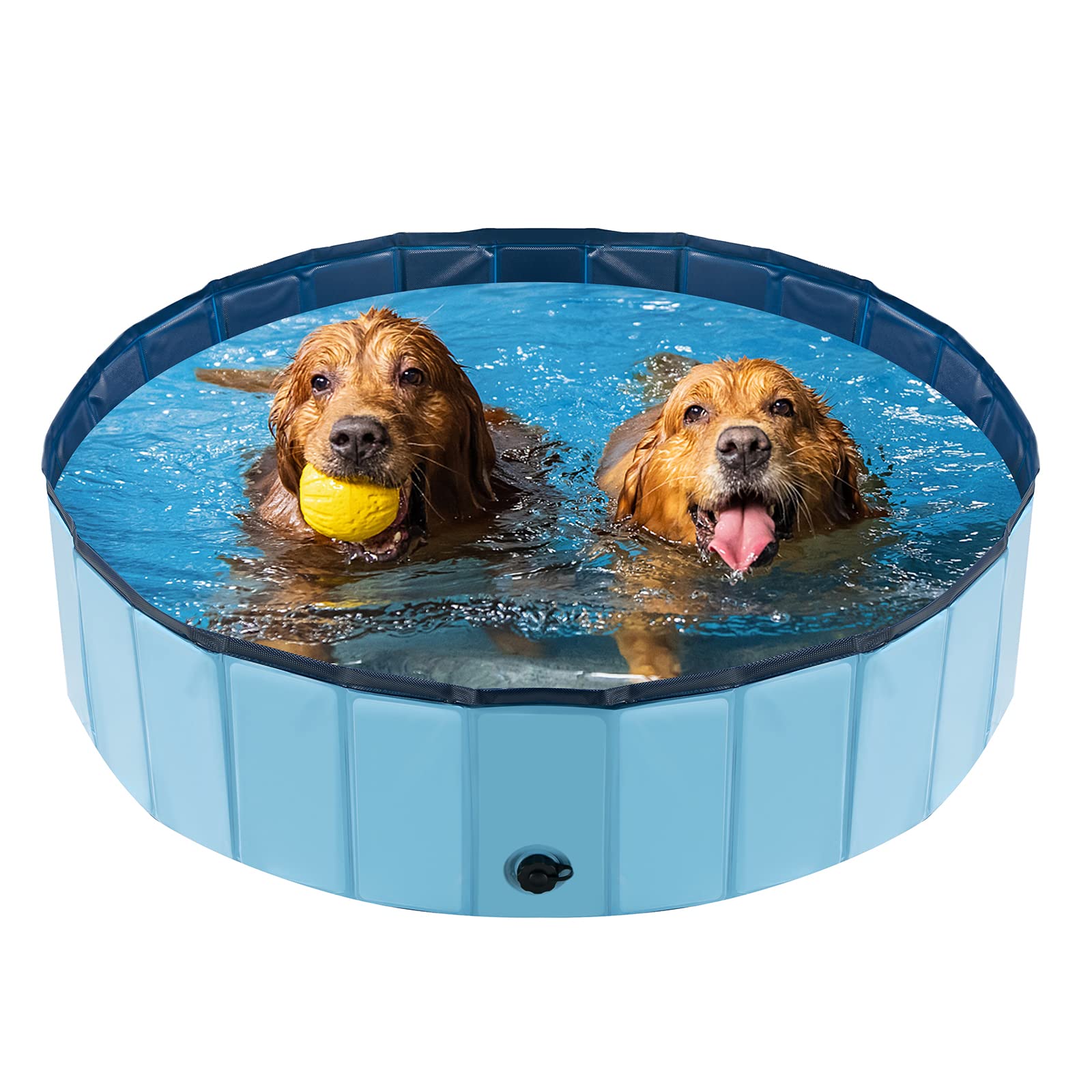 YSJILIDE portable dog pool blue collapsible for easy storage and travel.