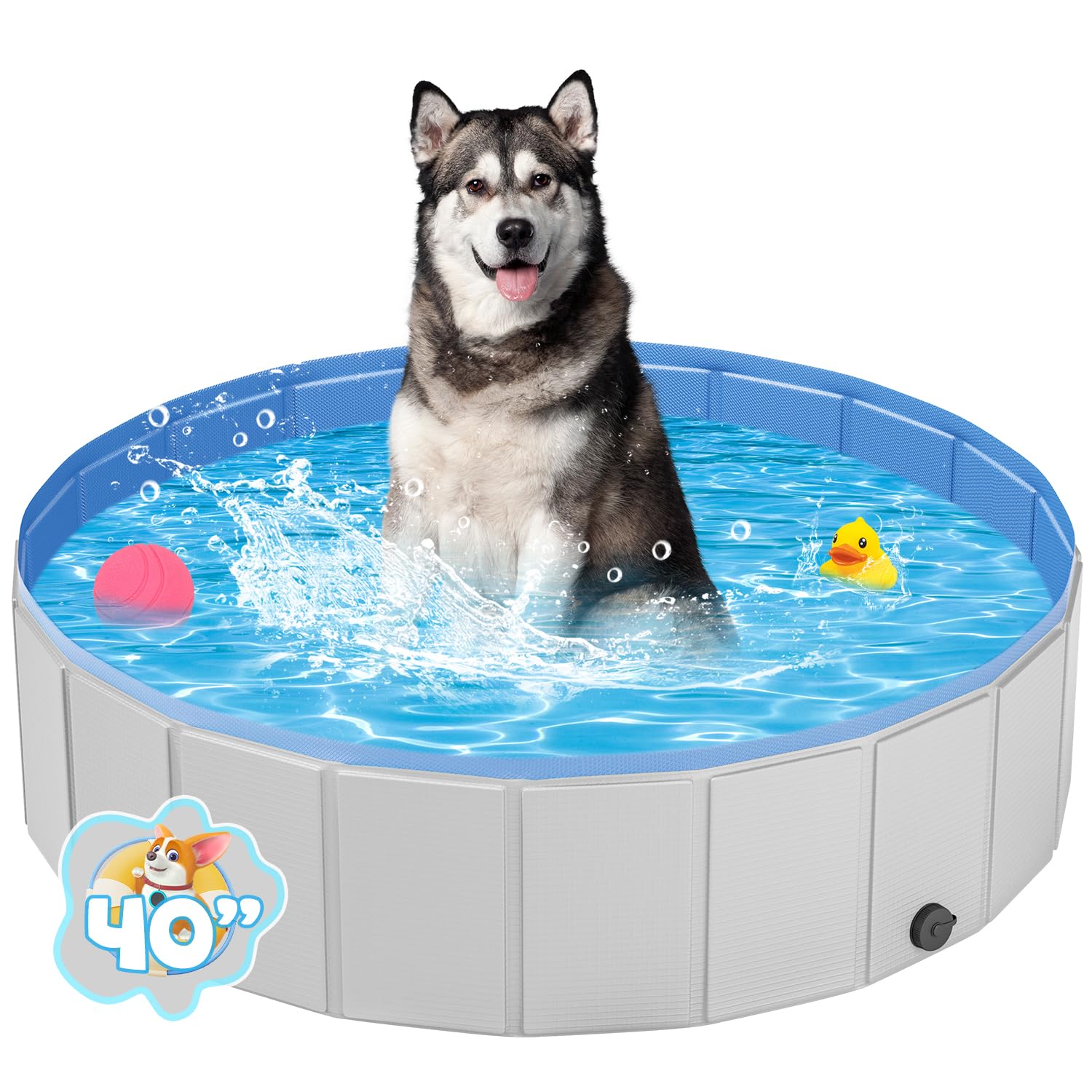 YSJILIDE portable dog pool side view for outdoor cooling and play.