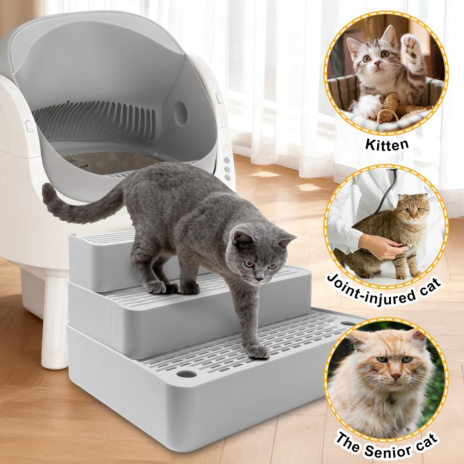 Ysonnw fits most litter boxes, aiding kittens and senior cats access