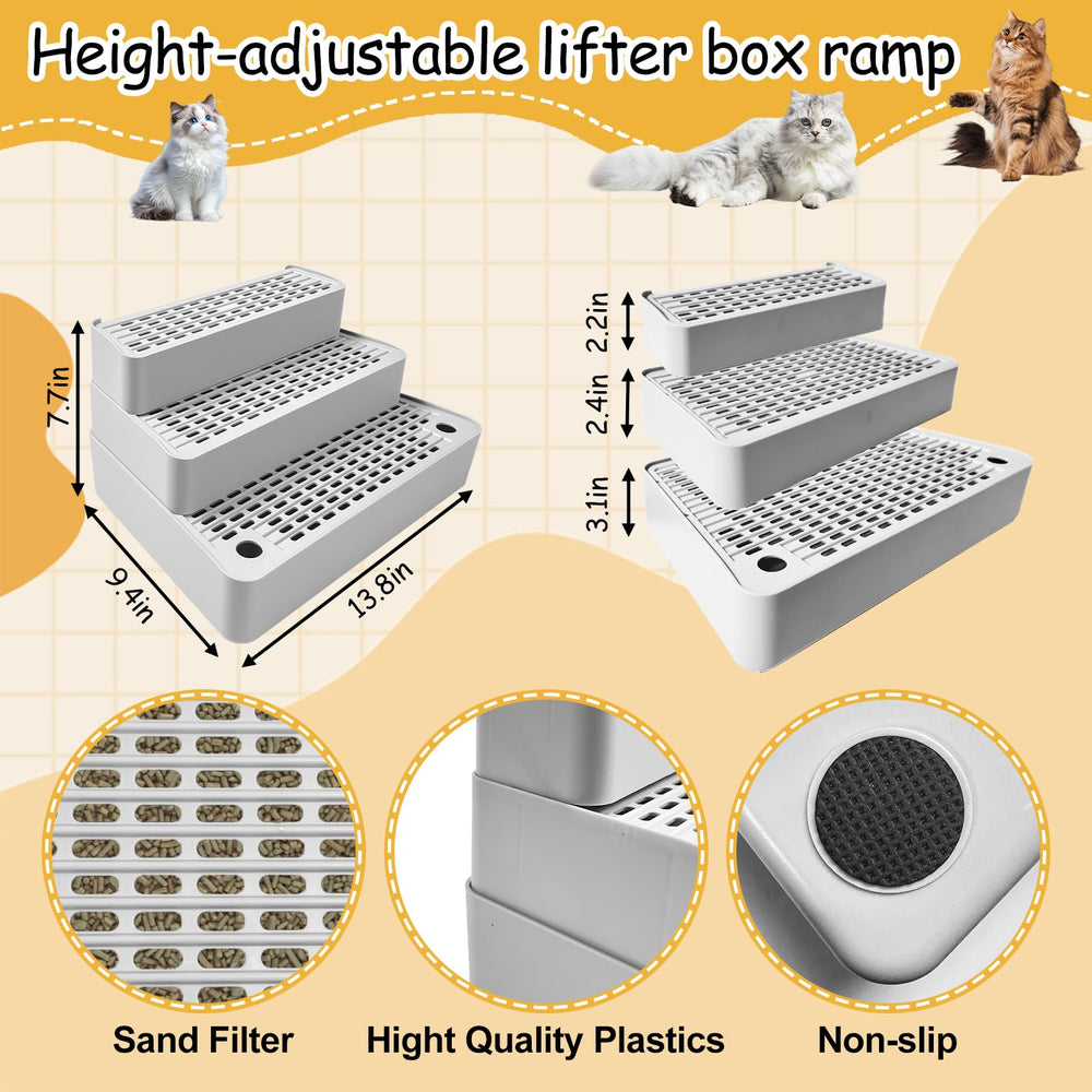 Ysonnw adjustable litter step height adjustment demonstrates easy access for small or elderly cats