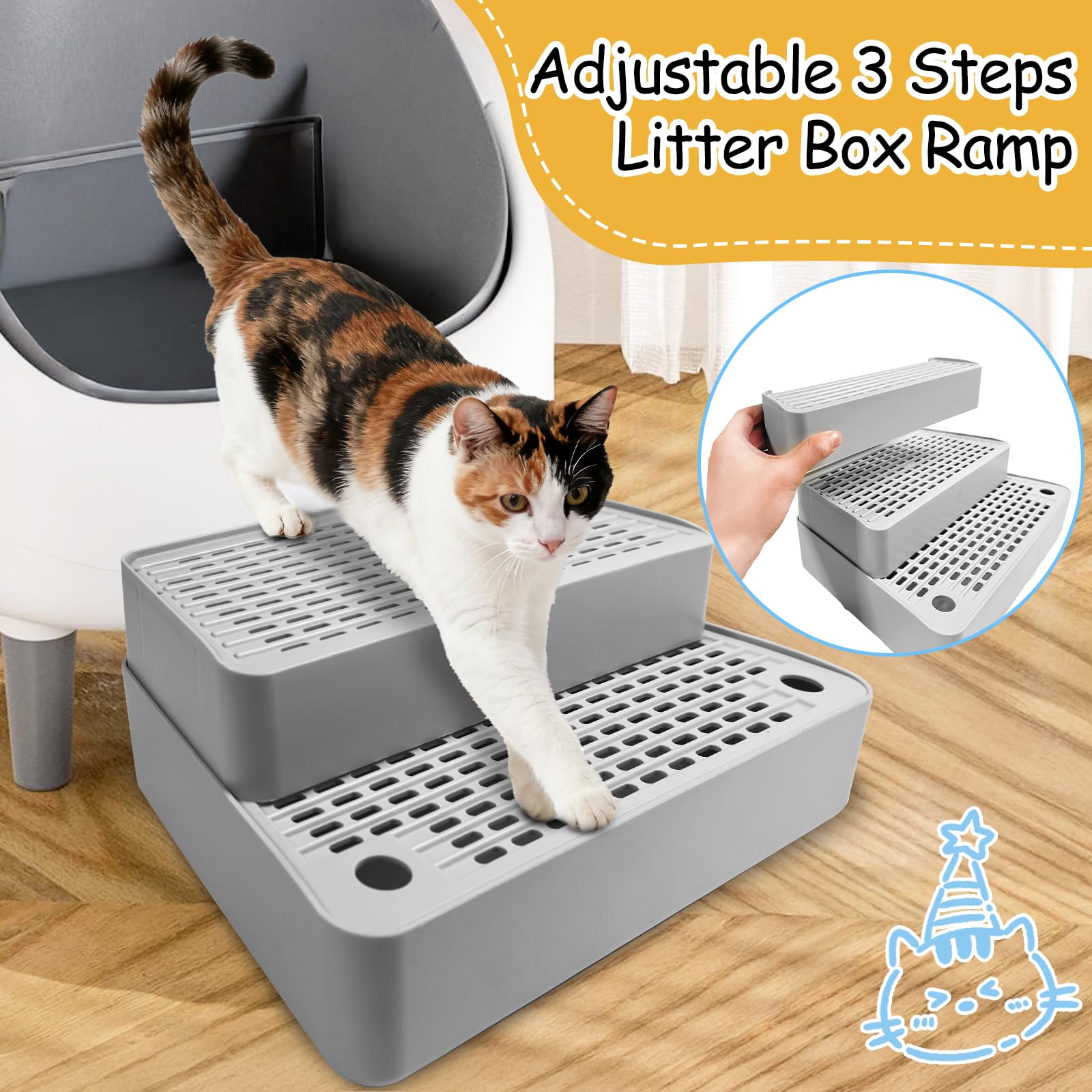 Ysonnw litter step mesh filter design captures loose litter and reduces tracking around the box