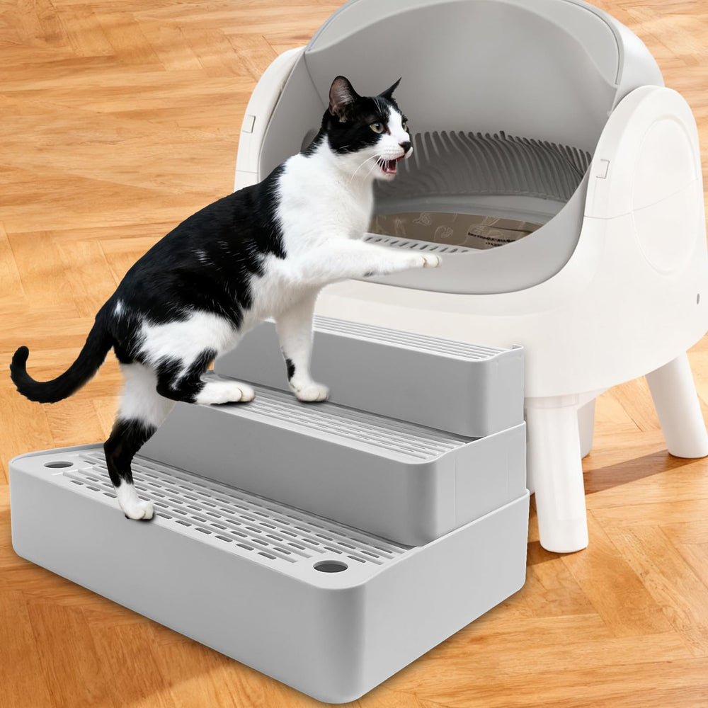 Ysonnw step enhances litter box setup for tidier floors and stable steps