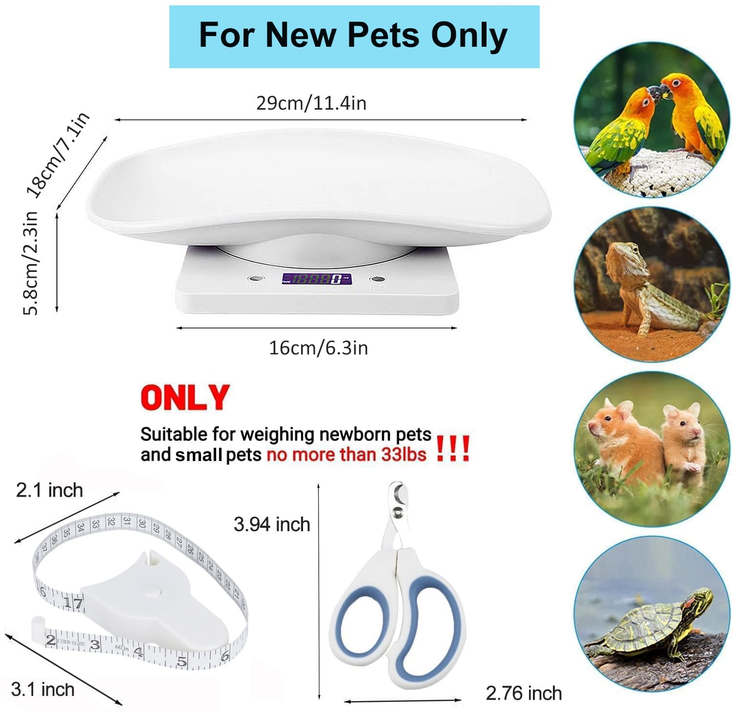 YTCYKJ precision scale displays grams and ounces for small animals.