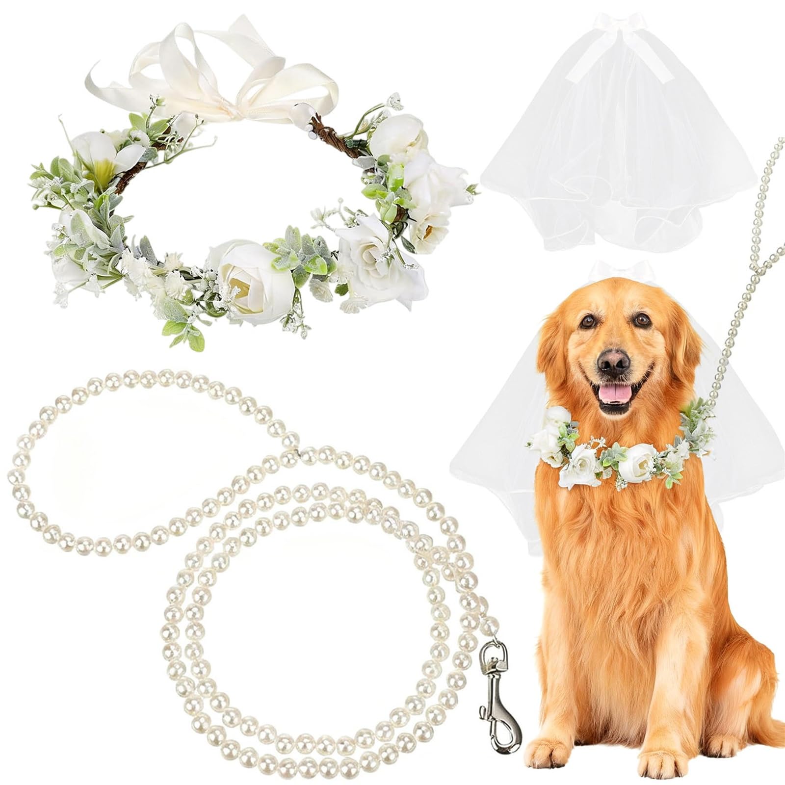 YUAN KE GUANG DIAN flower collar closeup showing lifelike blooms for elegant wedding photos