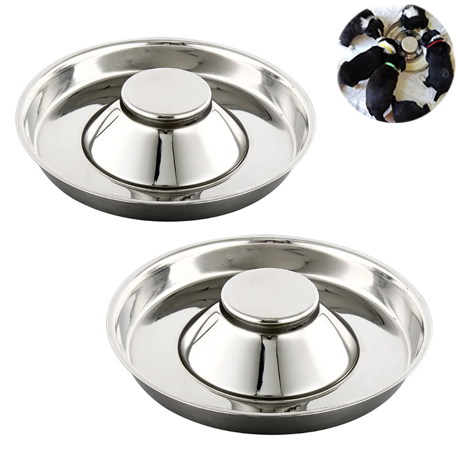YUDANSI puppy weaning bowls, stackable two-pack for efficient multi-puppy feeding.