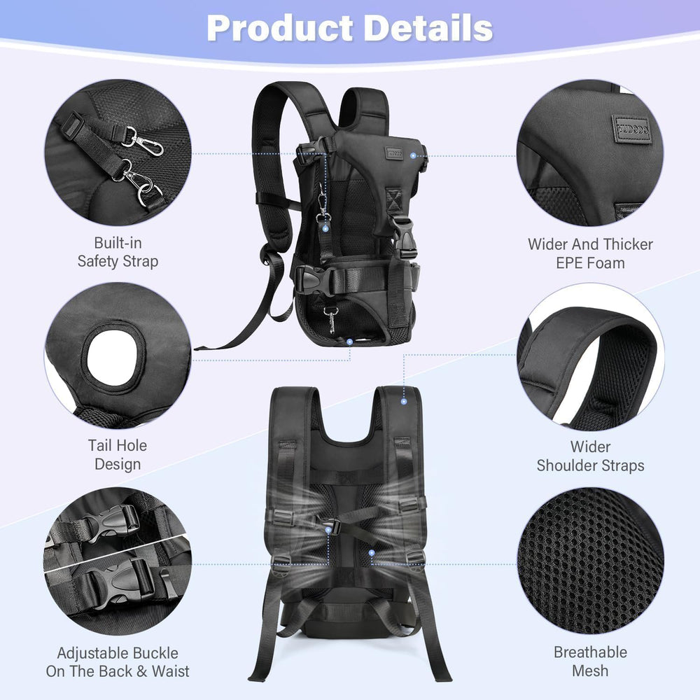 Adjustable leg and tail holes in YUDODO carrier provide a snug fit for small pets