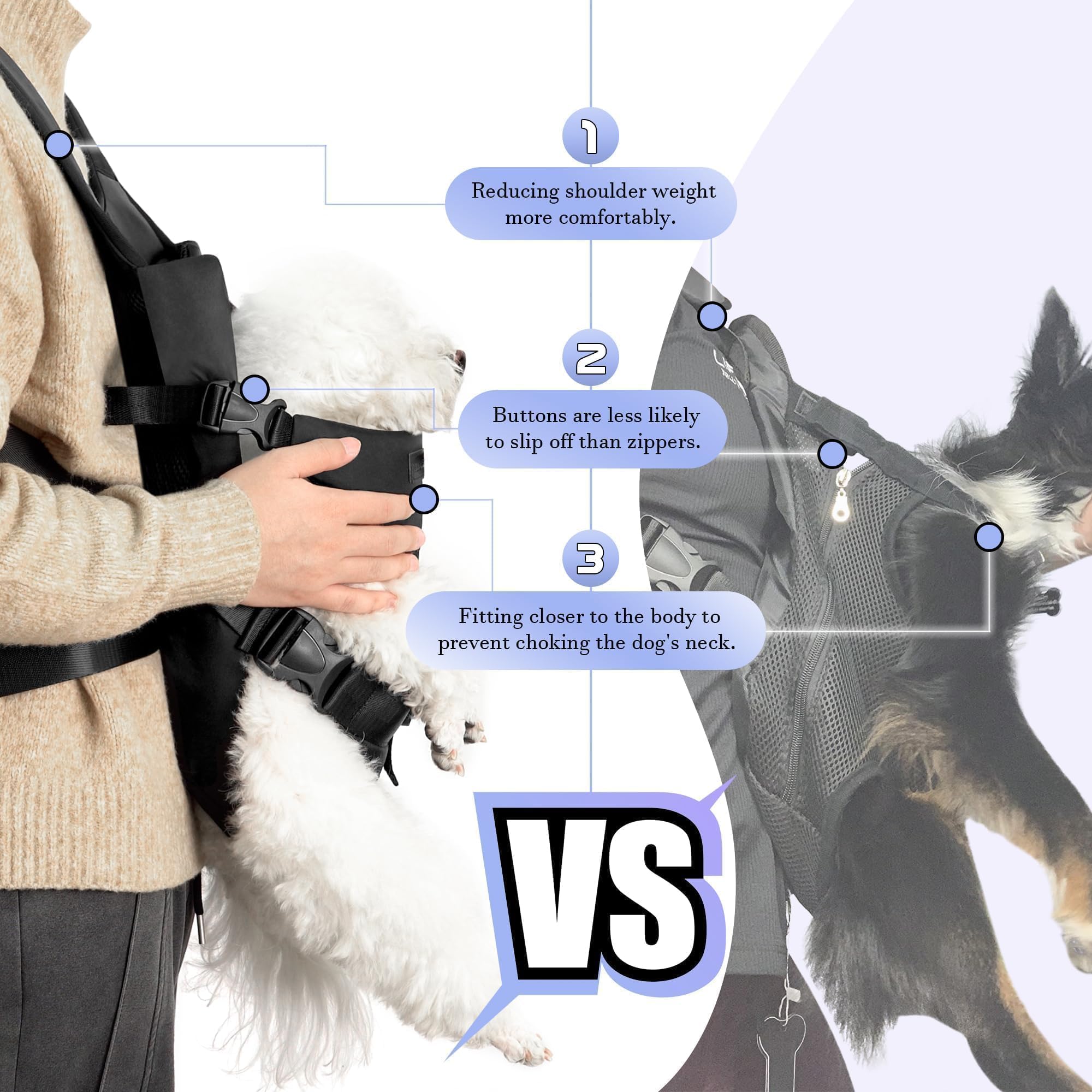 Breathable mesh panel in YUDODO front carrier keeps your pet cool during travel
