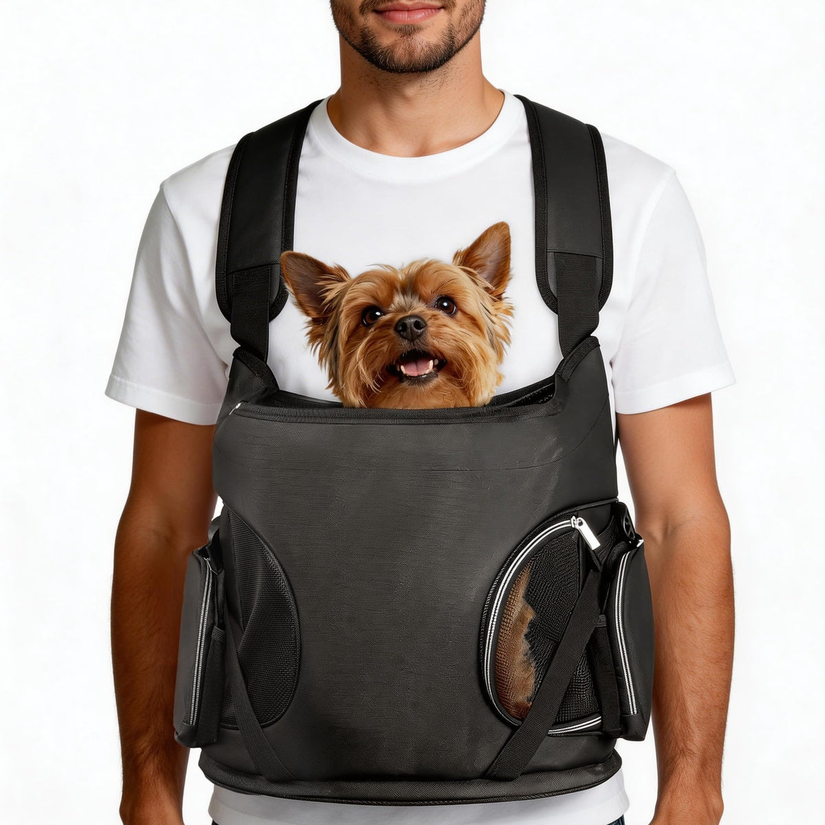 YUDODO dog front-backpack ergonomic design for hands-free hiking