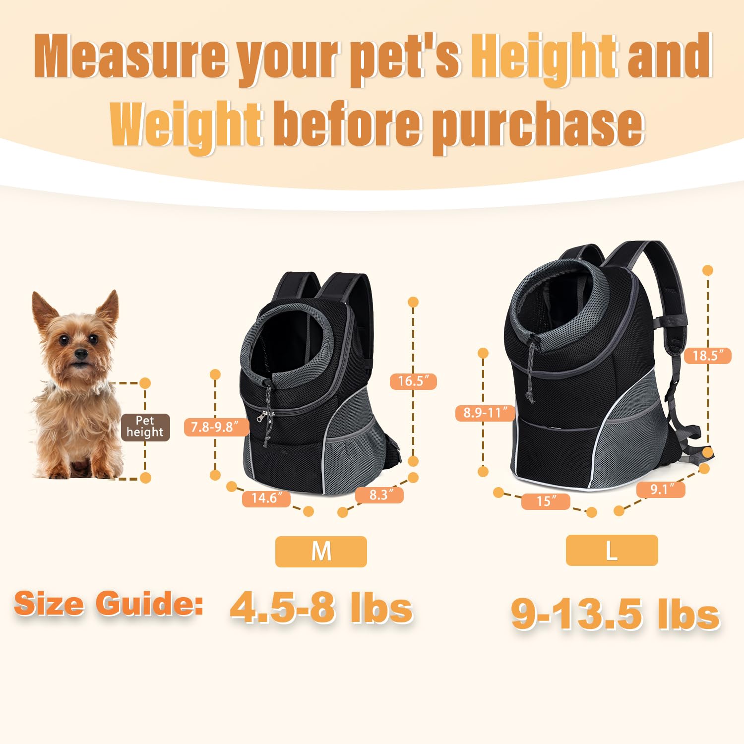 YUDODO dog front carrier with reflective strips for visibility