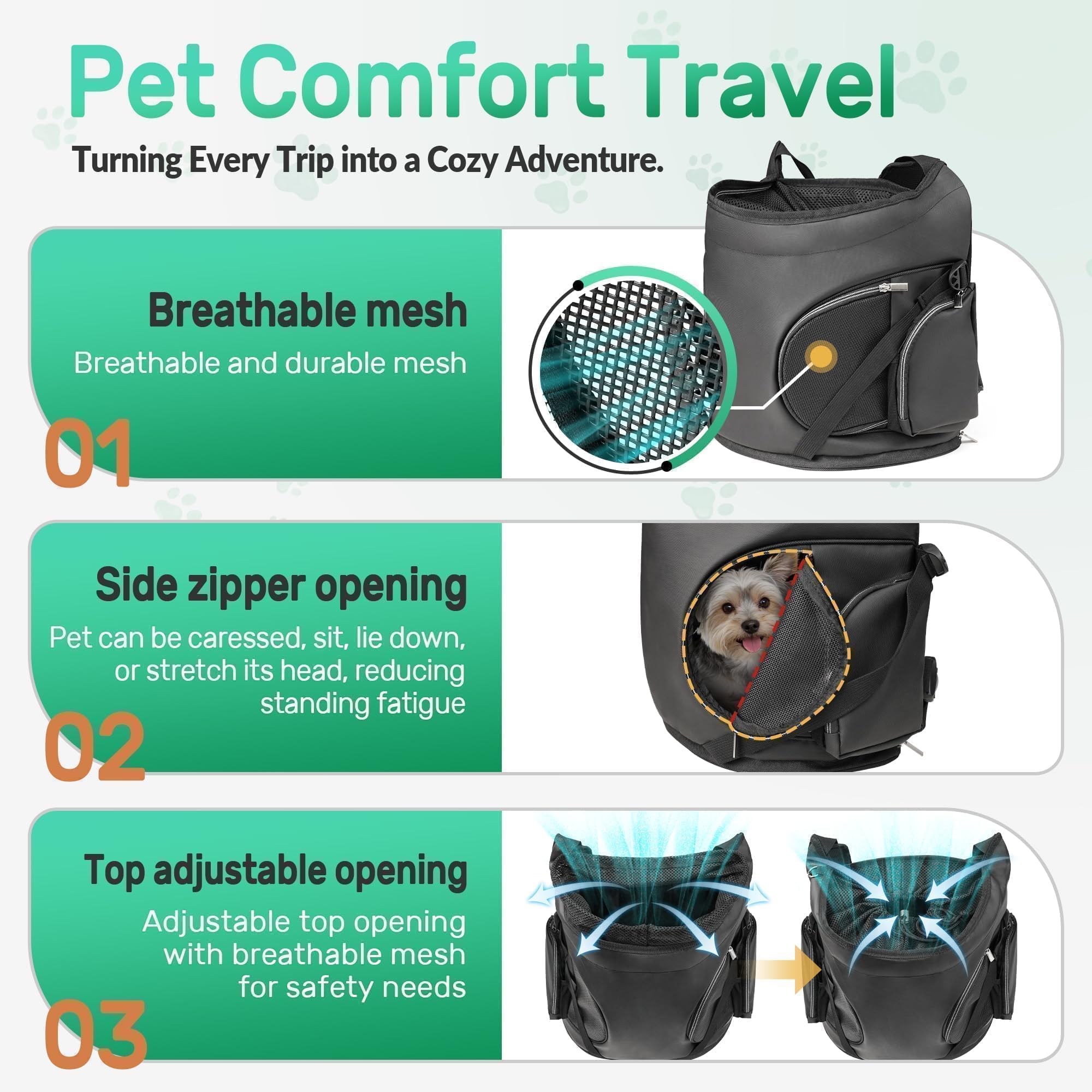 YUDODO side mesh window adds airflow for your pet.