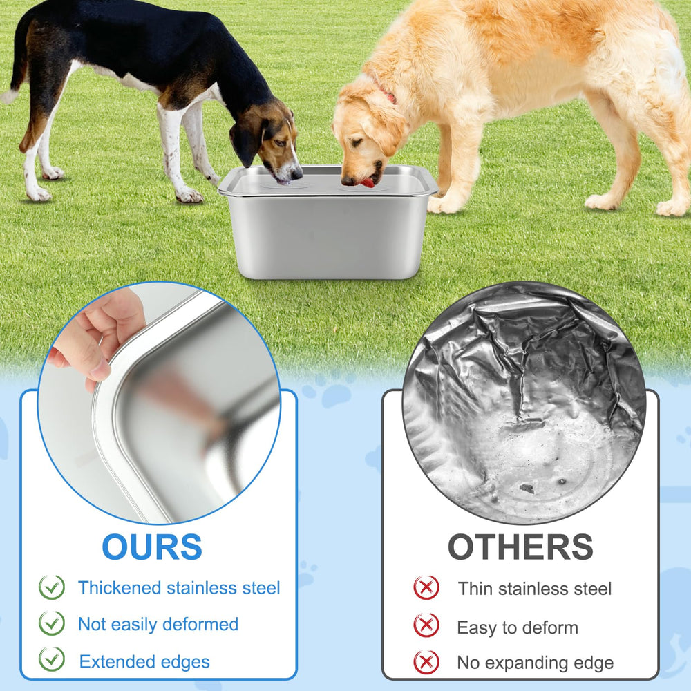 YUEPET 3 Gallons stainless steel bowl filled with water demonstrates generous capacity.