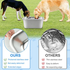 YUEPET 3 Gallons stainless steel bowl filled with water demonstrates generous capacity.
