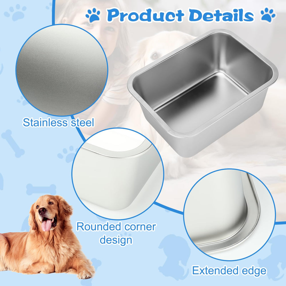 YUEPET 3 Gallons stainless steel bowl raised edges minimize spills.