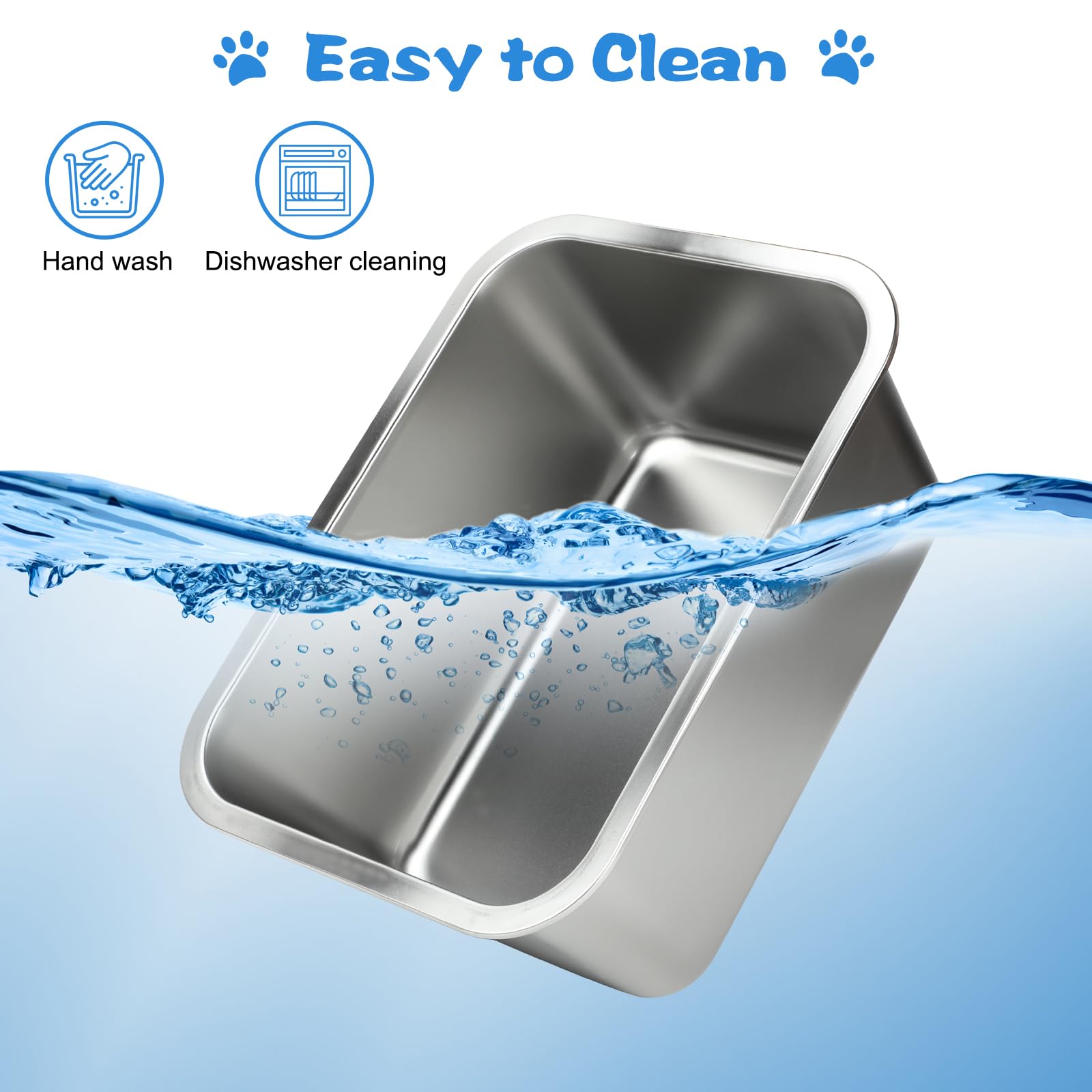 YUEPET 3 Gallons stainless steel bowl rounded corners help prevent injuries.