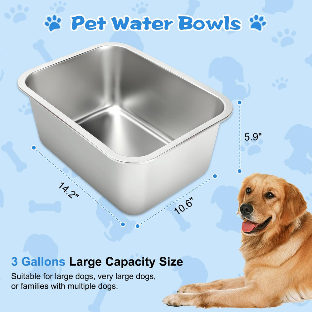 YUEPET 3 Gallons stainless steel bowl side view highlights rust-proof durability.