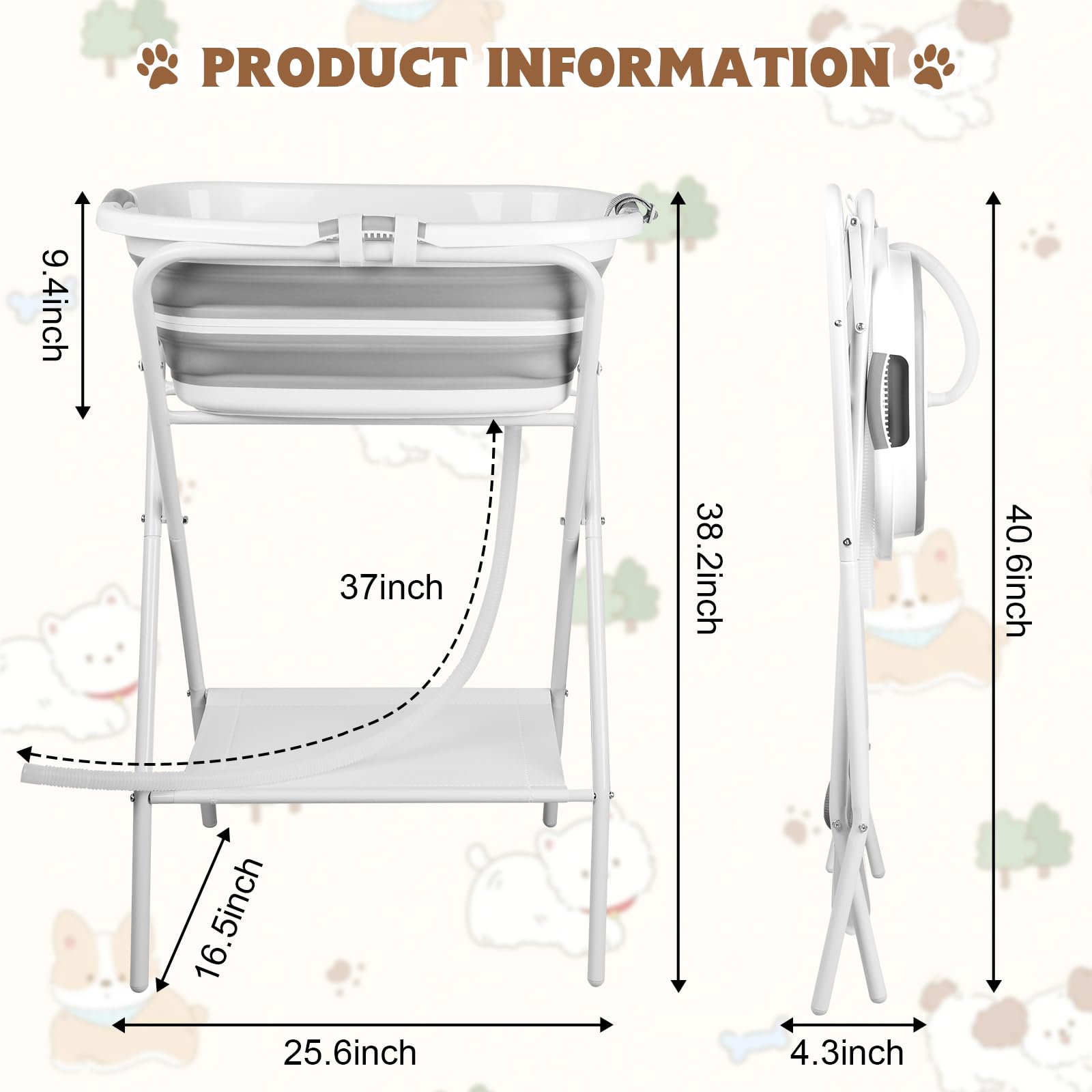 YUEPET collapsible tub stand for compact storage and quick setup