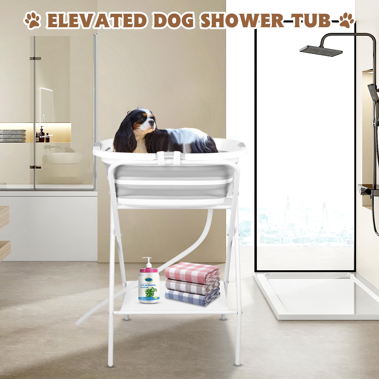 YUEPET full-height stand used for small to medium pets during wash