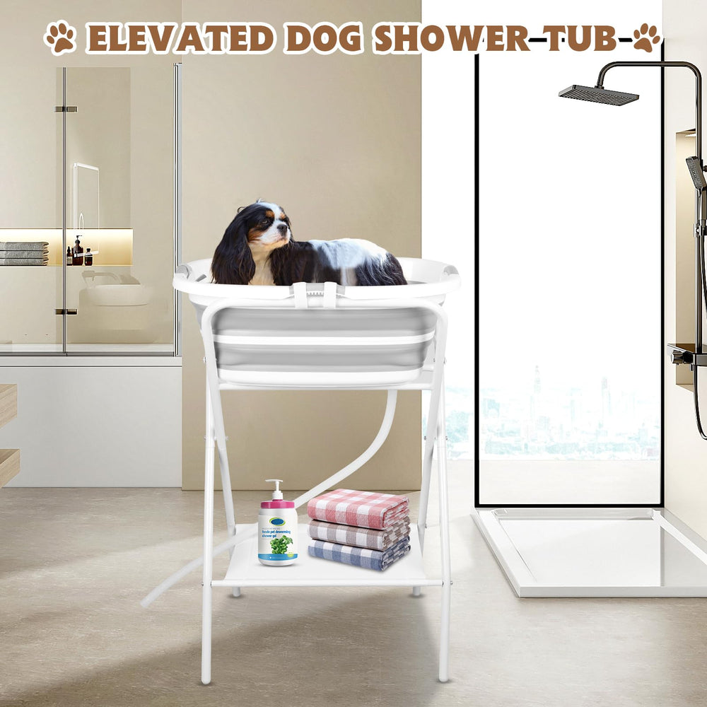 YUEPET full-height stand used for small to medium pets during wash