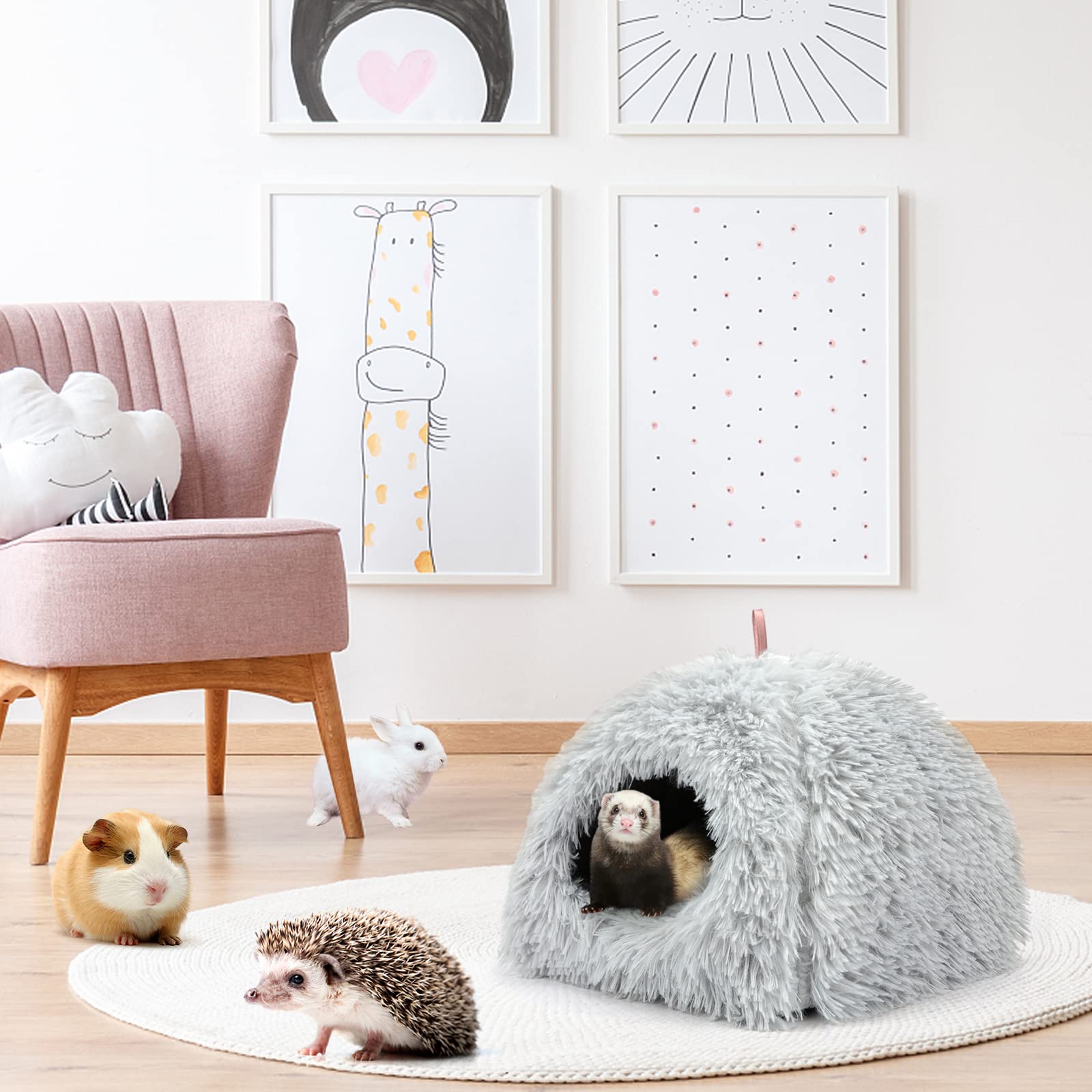 YUEPET grey plush design adds warmth for winter comfort.