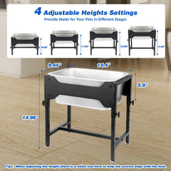YUEPET height-adjustable stand shows four levels for comfortable drinking height