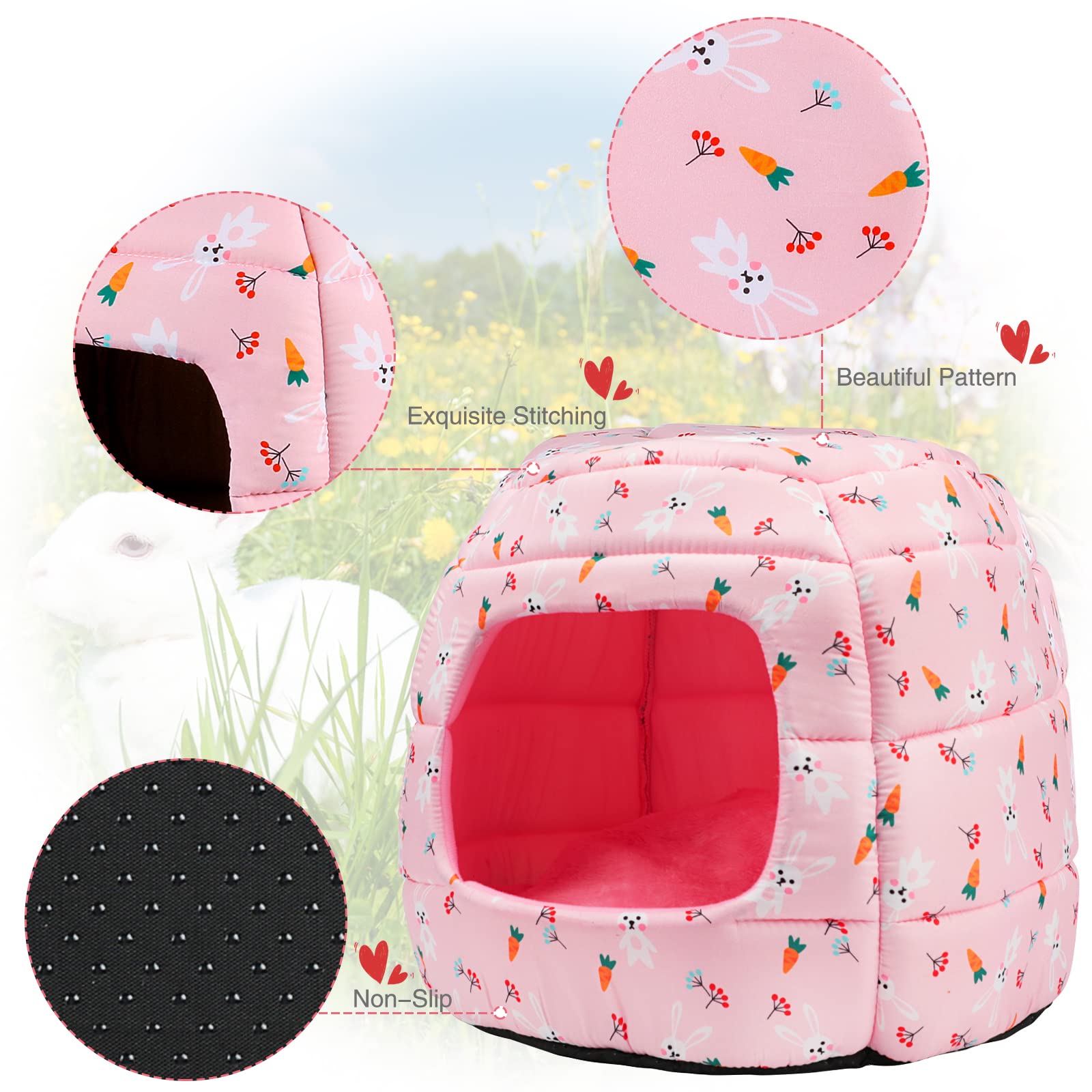 YUEPET rabbit bed house dome top fold offers flexible shelter.