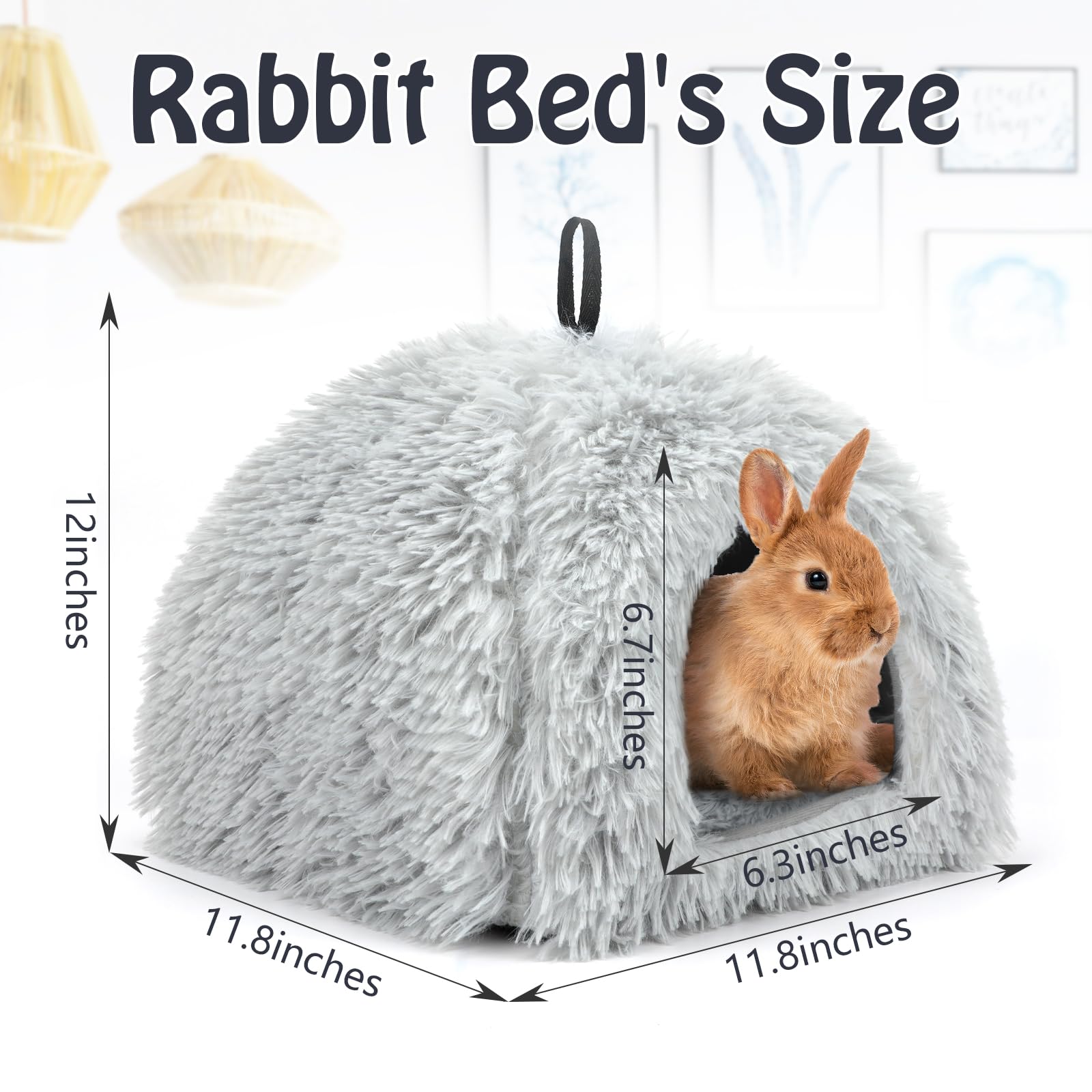 YUEPET rabbit bed warm house side view, plush warmth and security
