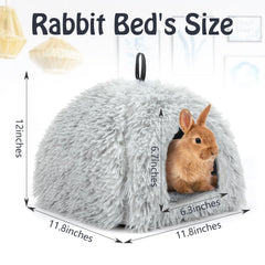 YUEPET rabbit bed warm house side view, plush warmth and security