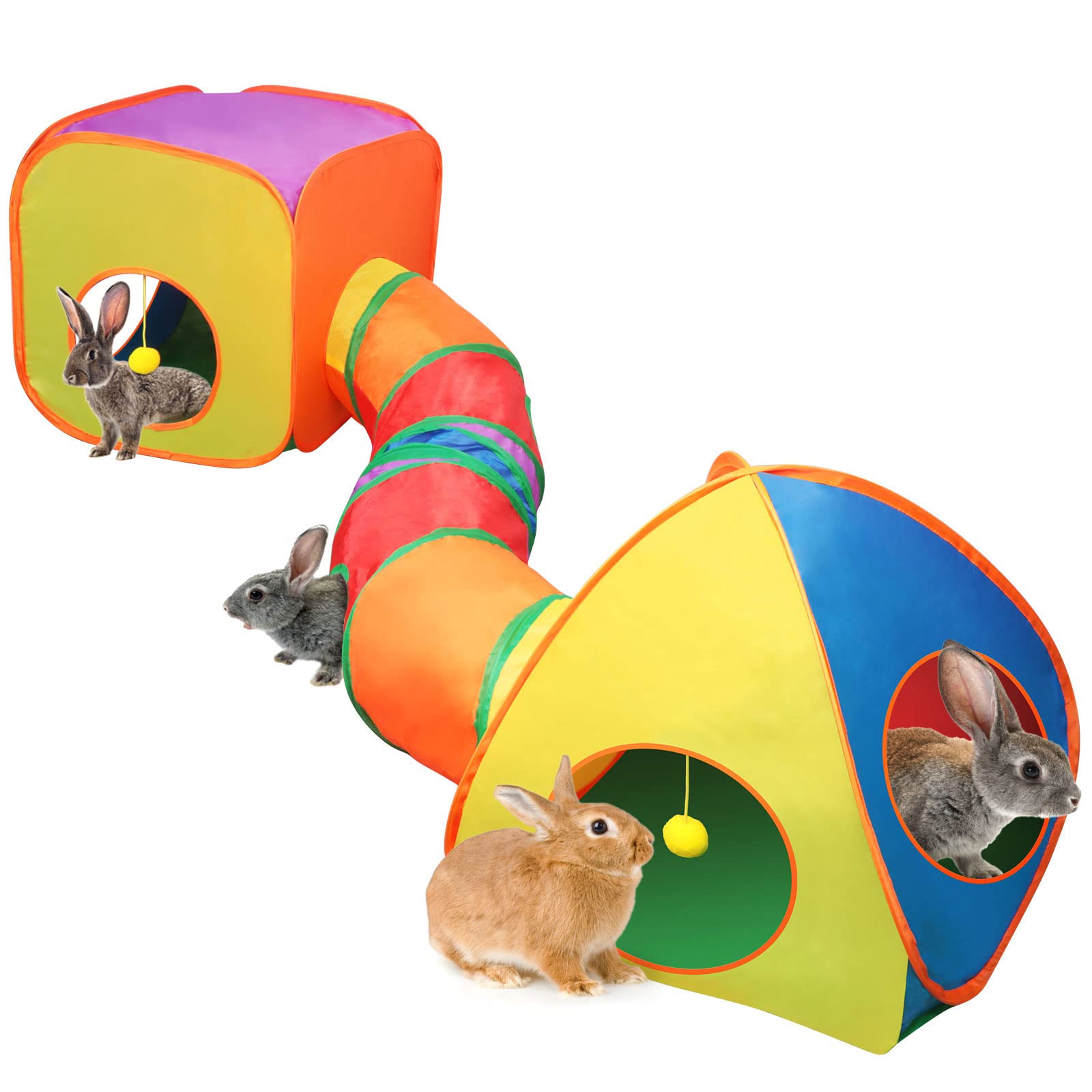YUEPET rabbit tunnel exterior view showing the spacious 47 inch length