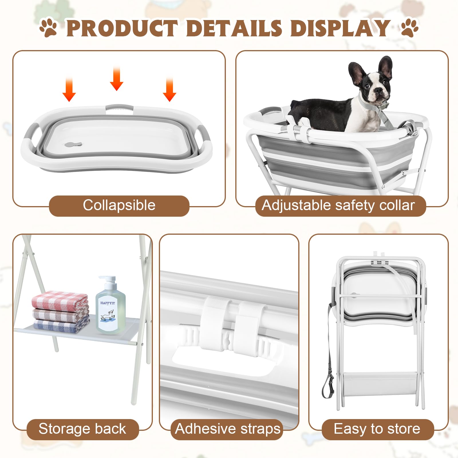 YUEPET safety collar holds pet in place during bath