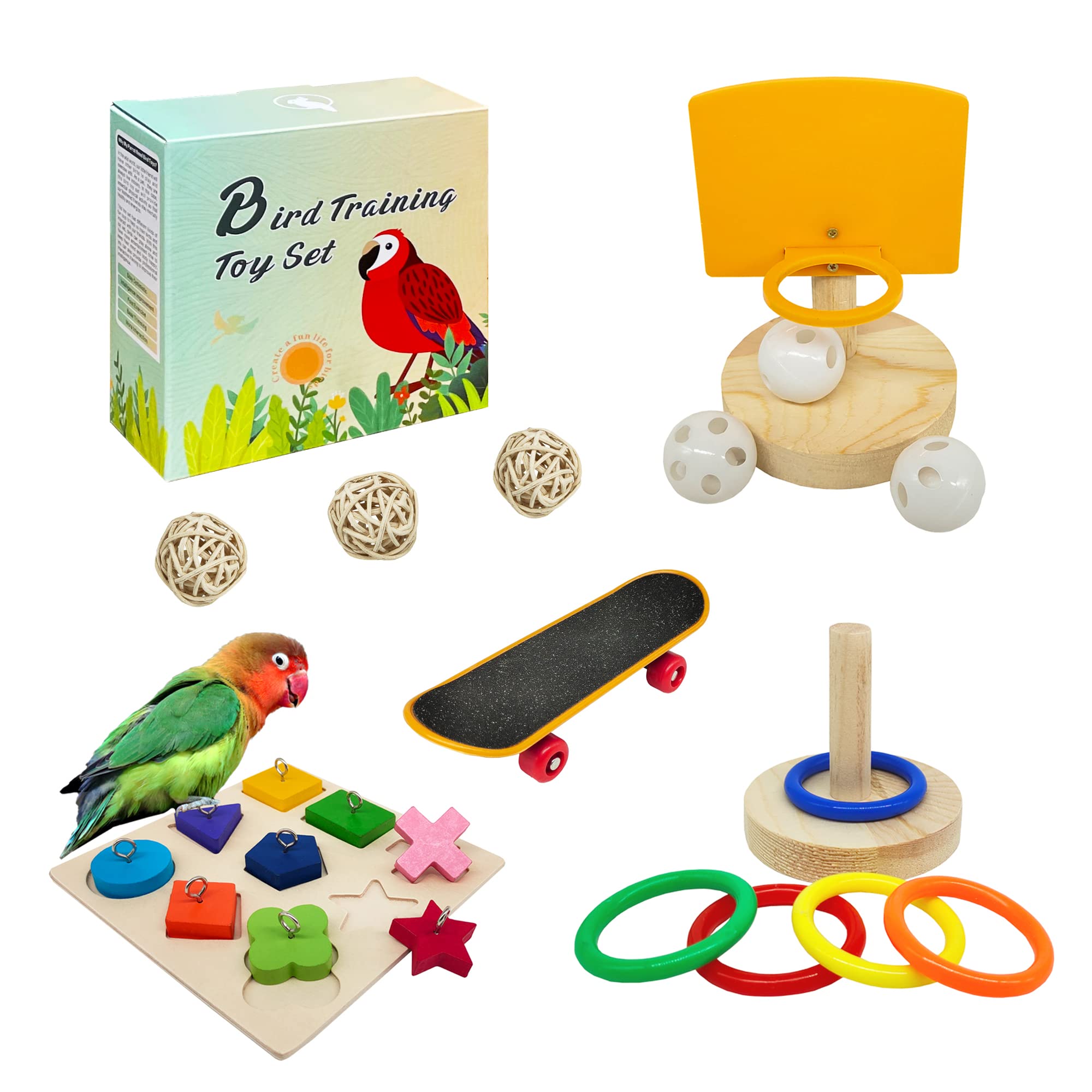 YUESUO bird skateboard toy encourages movement and training moments for parrots