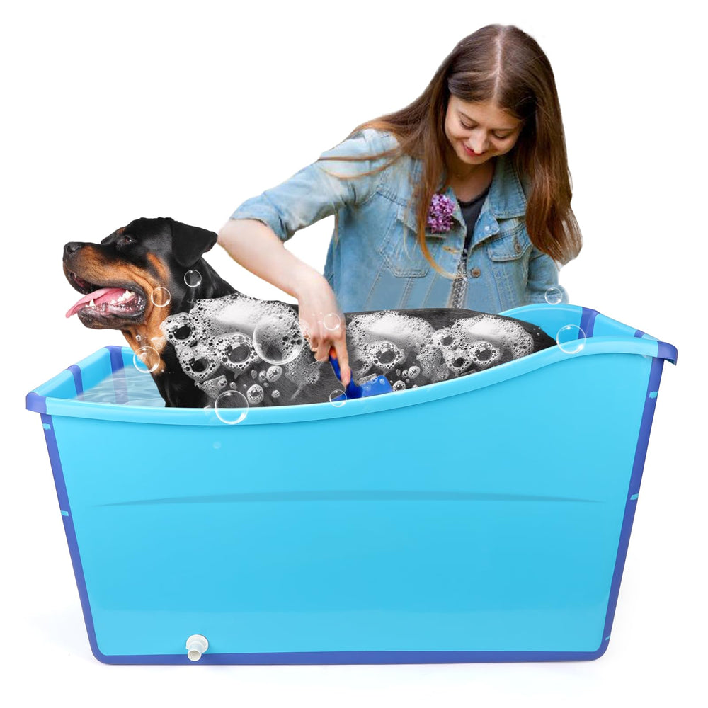 YUEPET foldable dog tub with extended size for spacious large-breed baths