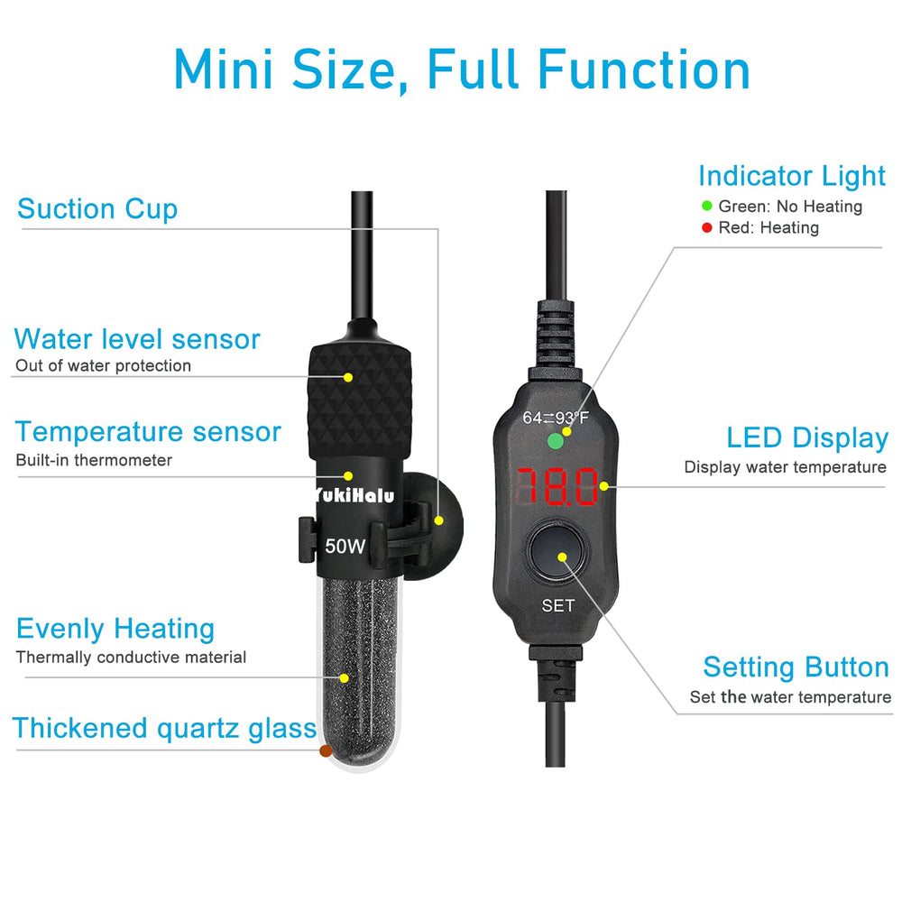 Compact heater installed inside freshwater or saltwater tank