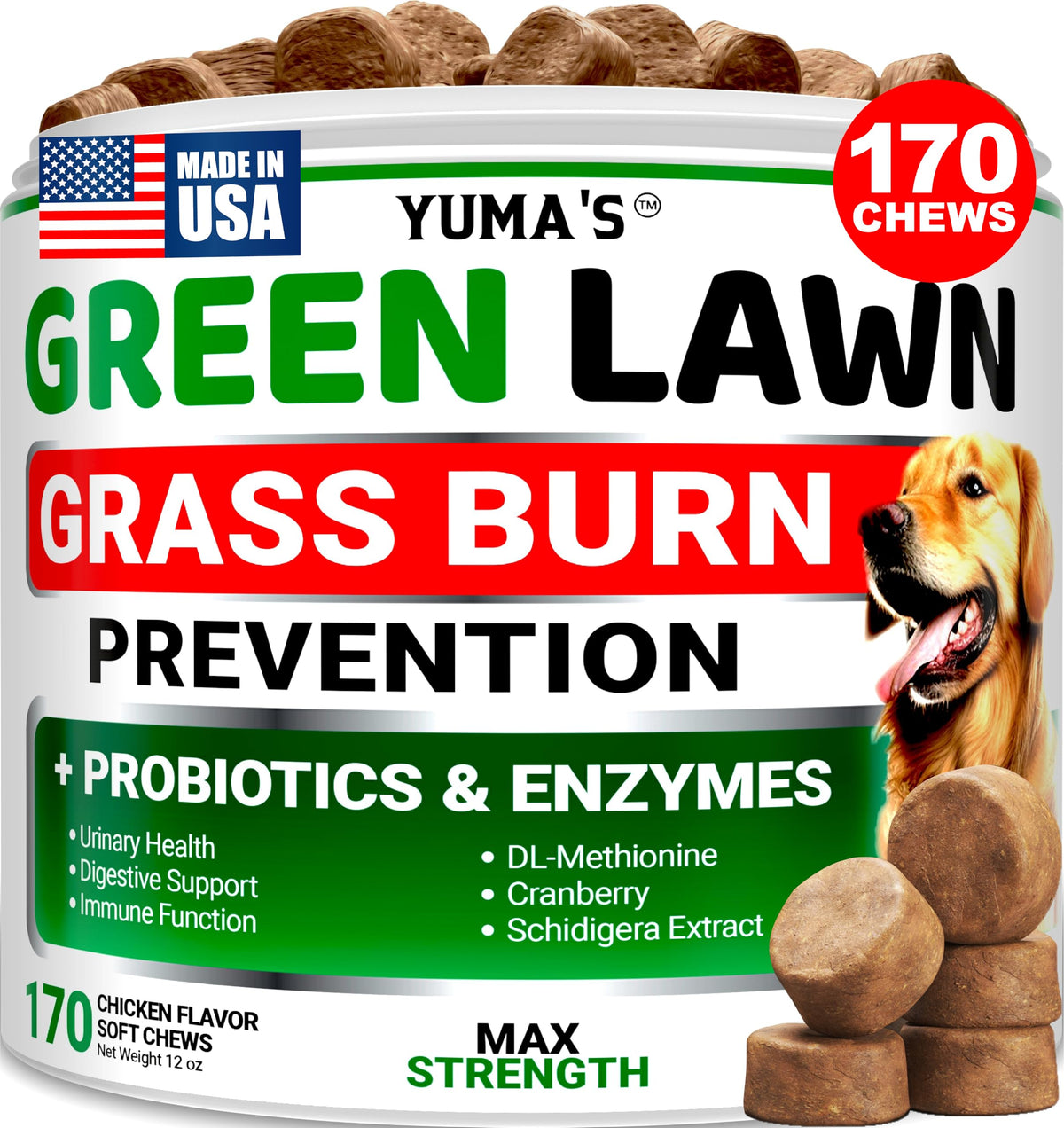 YUMA'S dog urine neutralizer bottle with label boosts lawn health