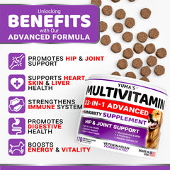 Closeup of YUMA'S dog vitamins chews highlighting glucosamine support