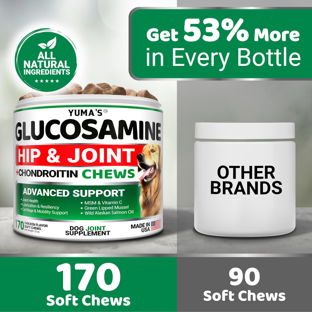 YUMA'S Glucosamine for Dogs open pack image shows easy dosing