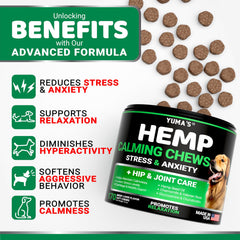Close-up of beef-flavor chews for dogs offering natural calming support.