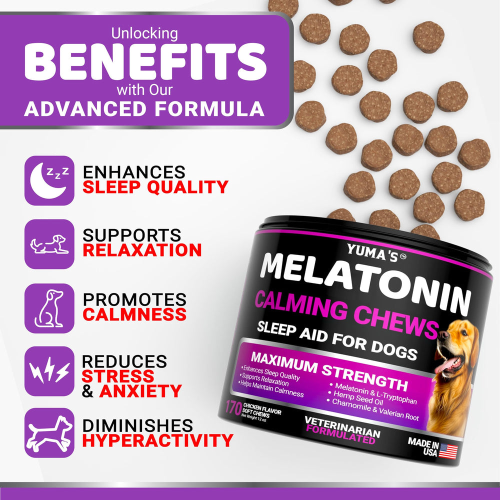 Close-up of YUMA'S Melatonin for Dogs bottle emphasizing quality and ingredients
