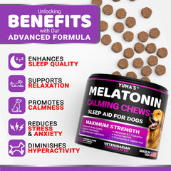 Close-up of YUMA'S Melatonin for Dogs bottle emphasizing quality and ingredients