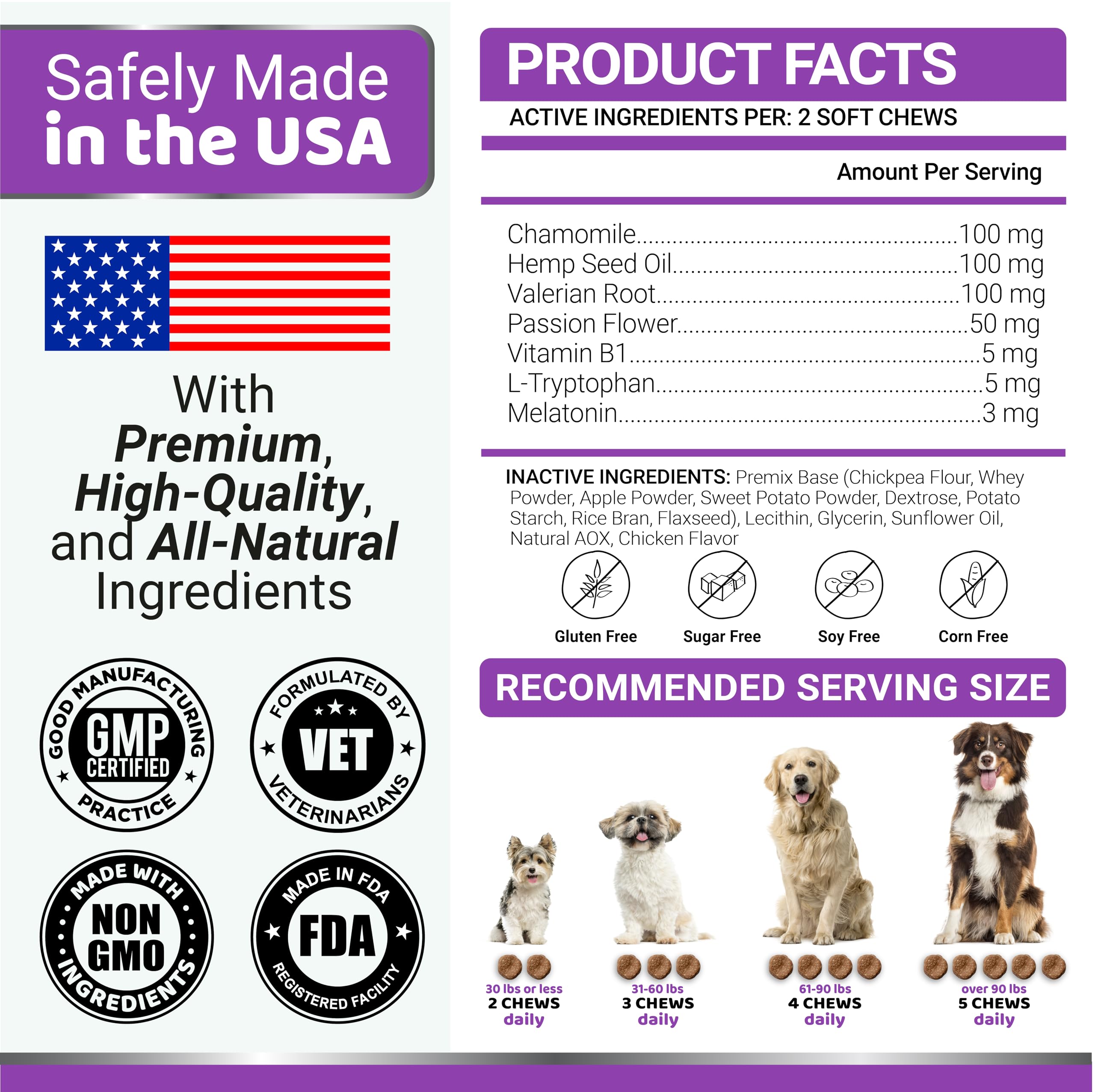 YUMA'S Melatonin for Dogs packaging with label and serving info