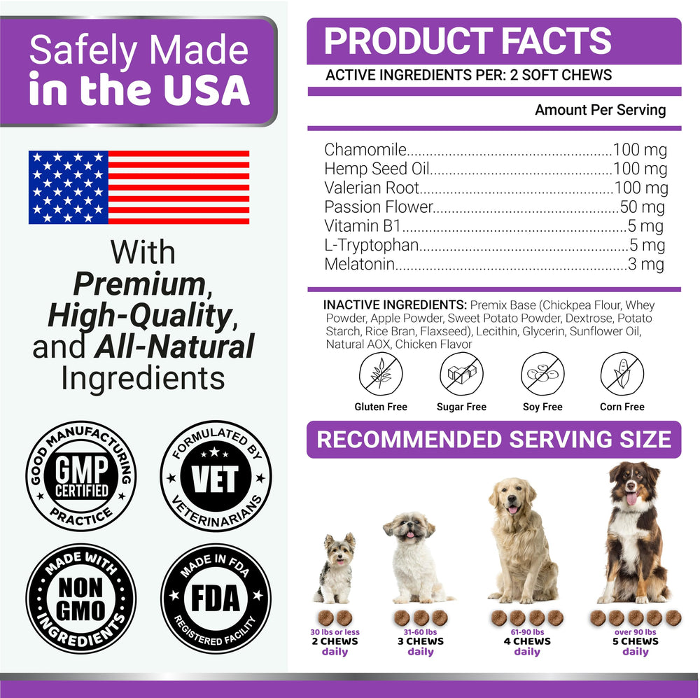 YUMA'S Melatonin for Dogs packaging with label and serving info