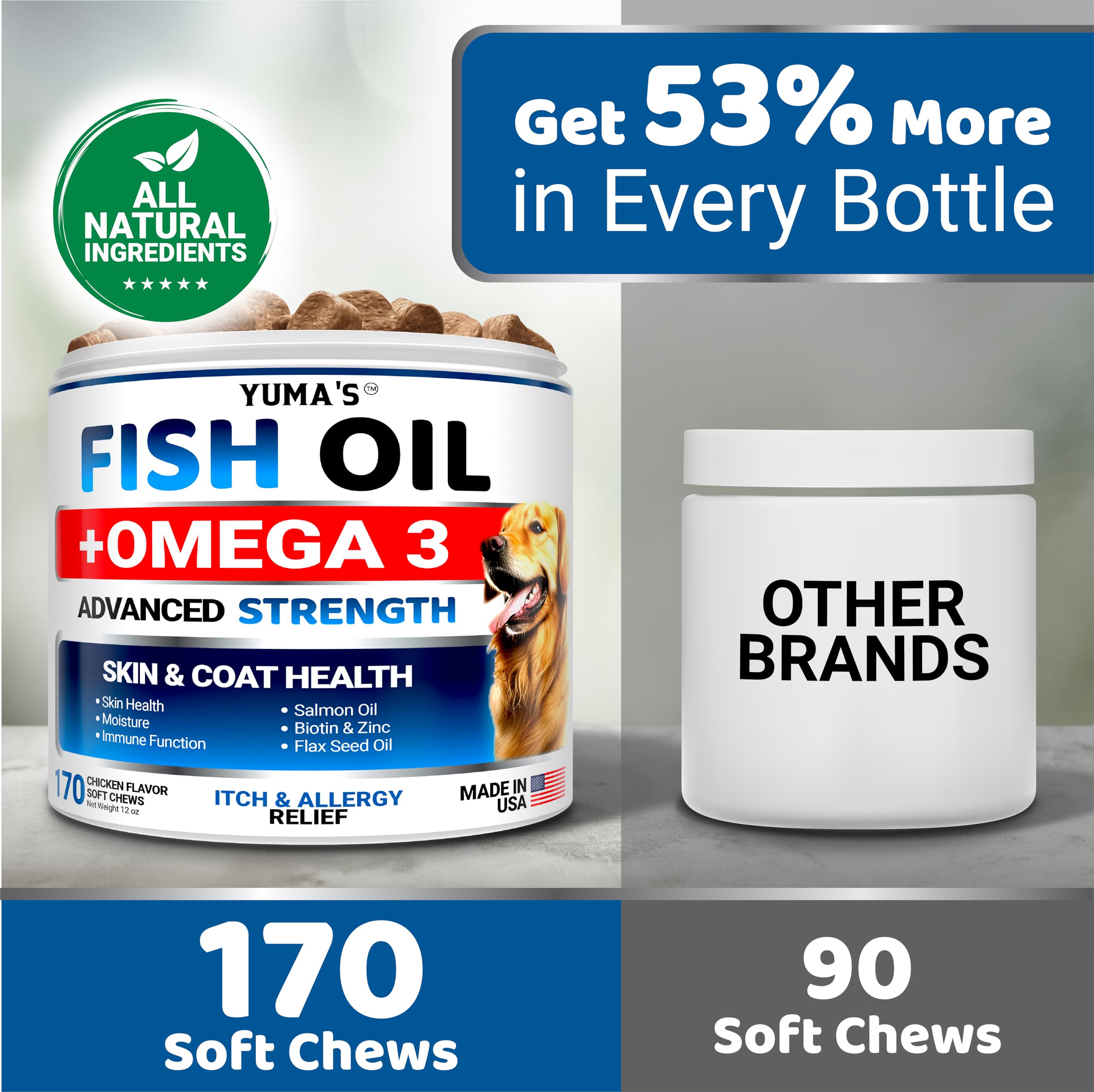 YUMA'S omega-3 chews in hand for easy daily use.