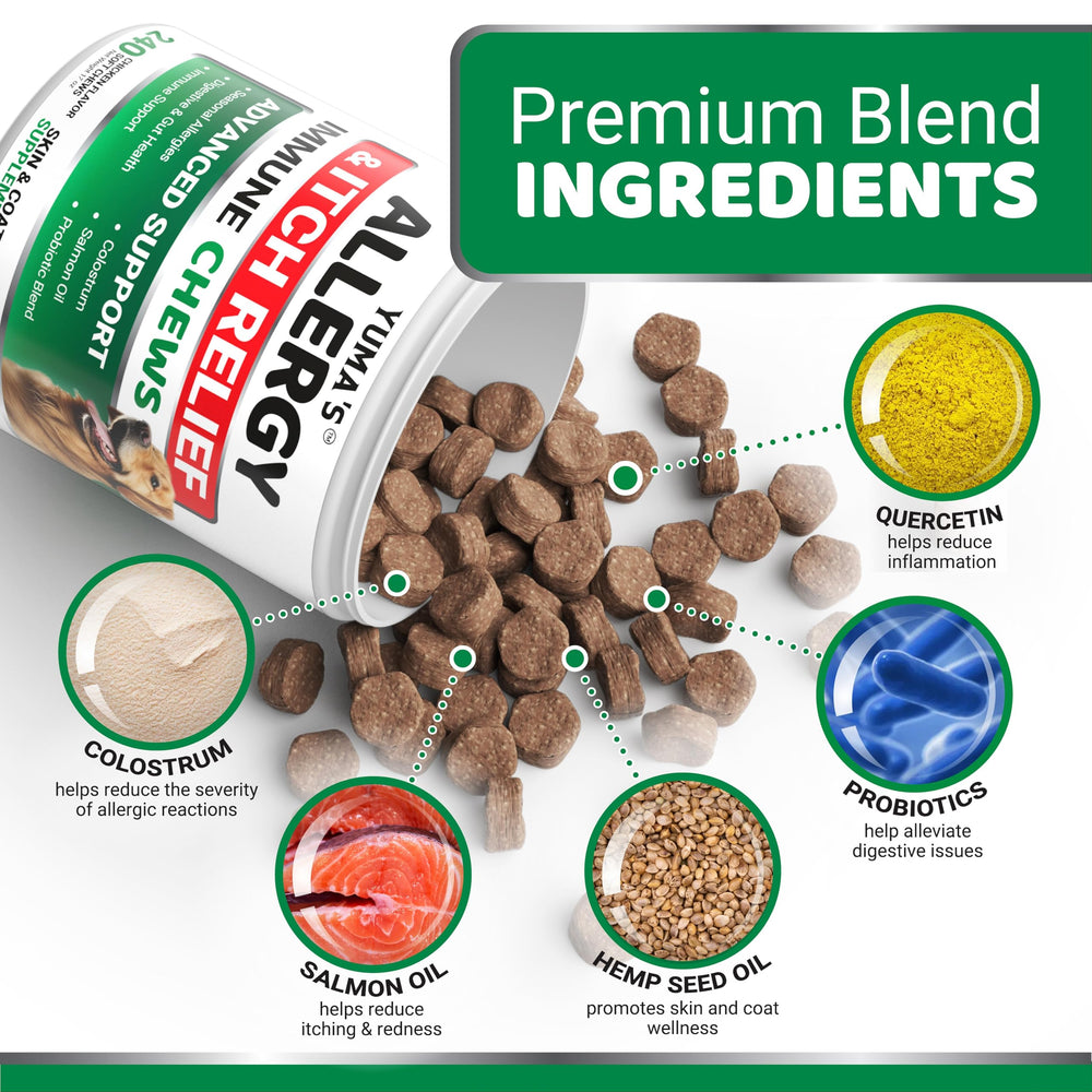 YUMA'S Omega-3 fish oil chews support healthy skin in dogs.