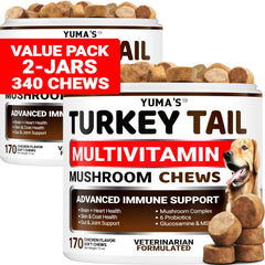YUMA'S Turkey Tail dog chews front label highlighting immune support.