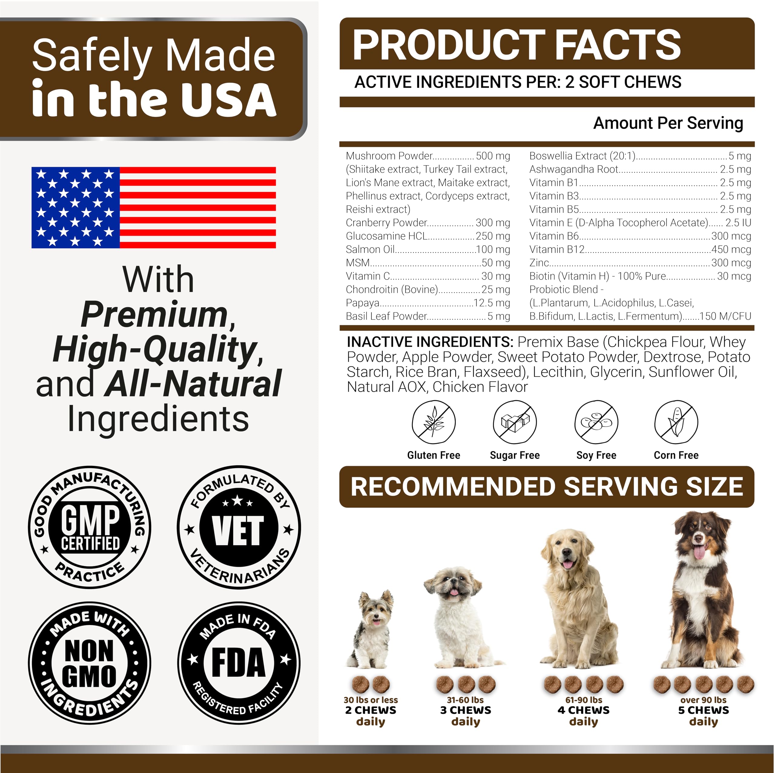 YUMA'S vet-formulated dog chews USA-made packaging visible.