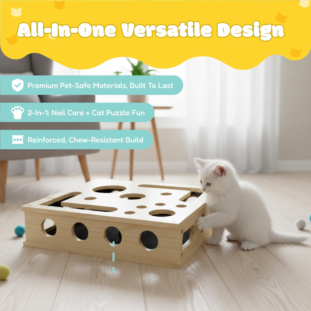 Yumcute enrichment box showing three bell balls for interactive play