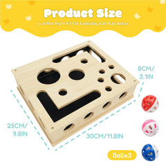 Close-up of durable wooden scratcher in Yumcute enrichment box