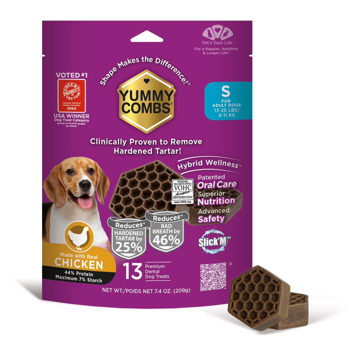 Yummy Combs 13-count mini-pack front, ideal for daily dental care for small dogs.